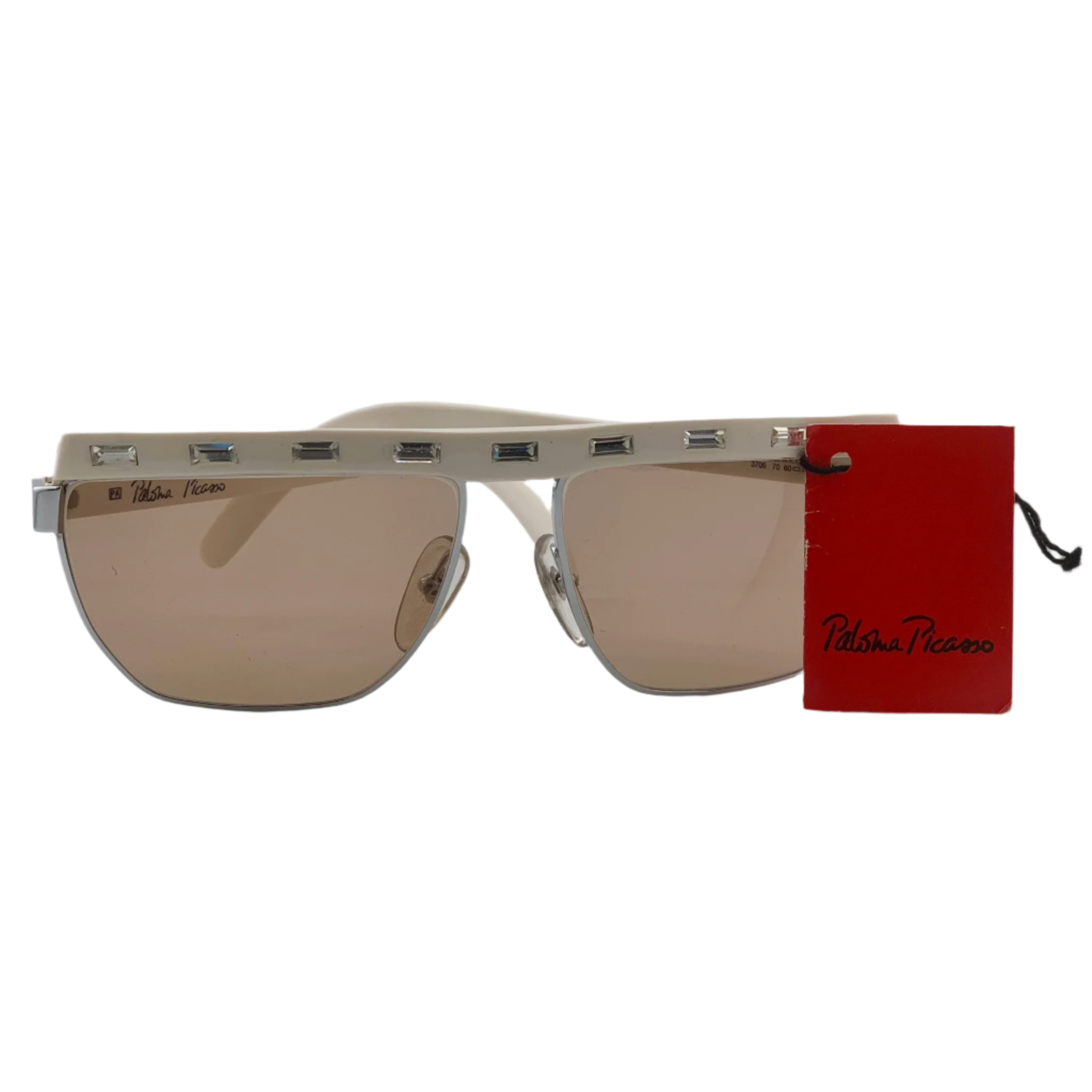 Paloma Picasso square sunglasses with black frames and tinted lenses