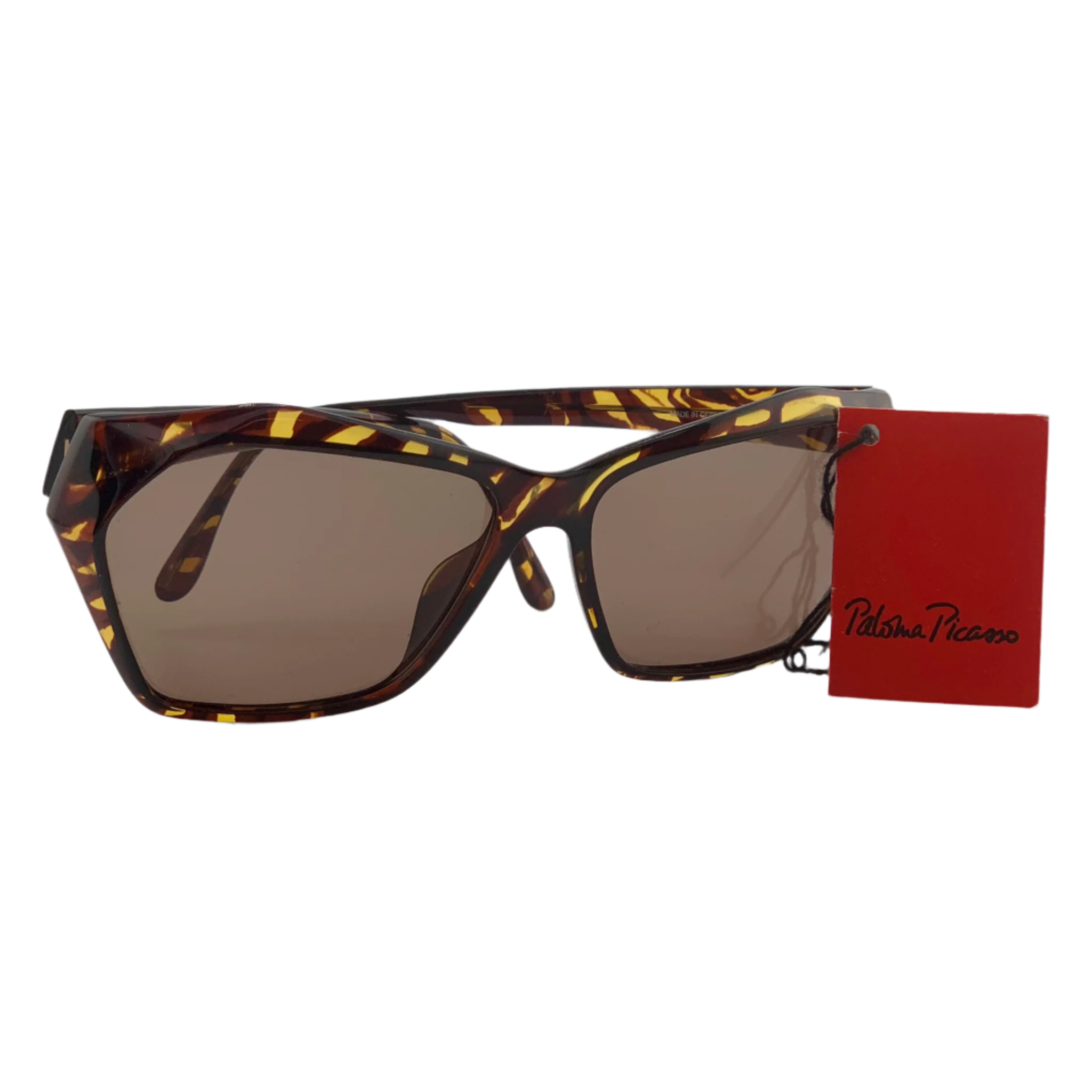  Original and authentic Paloma Picasso Square 3758 10 sunglasses for men and women in brown frame and brown lens, made in Germany with 100% UV protection, in superb condition, never before worn or sold