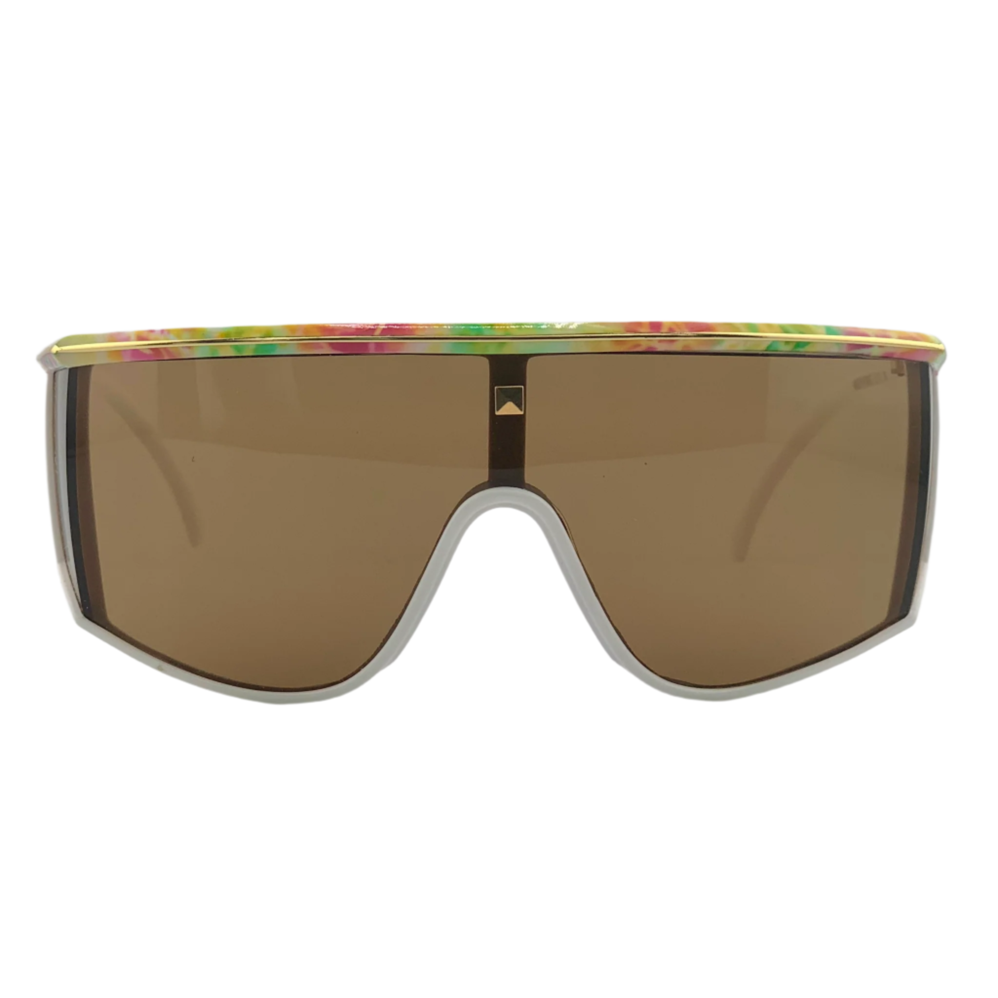 Vintage Leonard Square LE19 08 sunglasses for men and women in white/multi frame and brown lenses