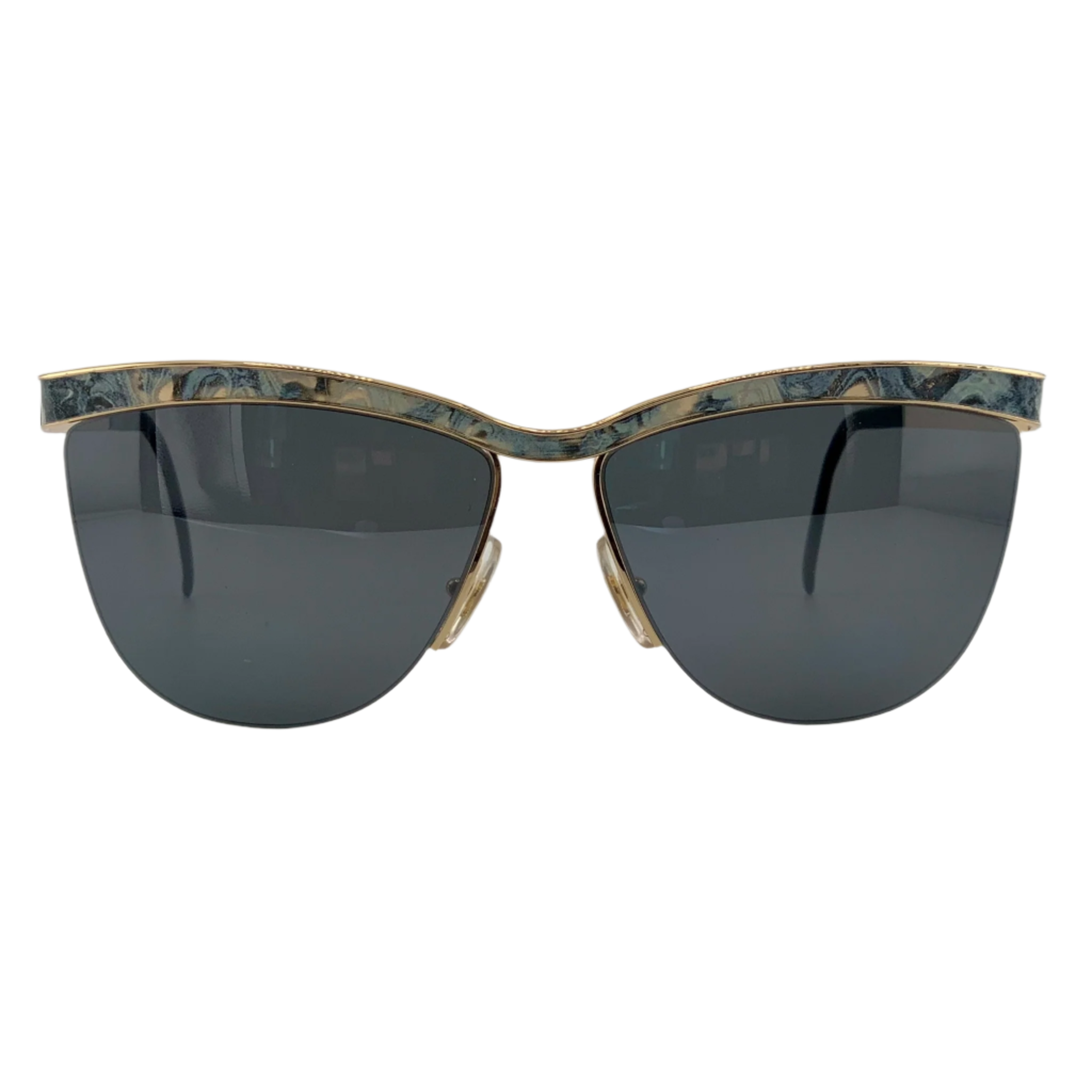 Vintage Missoni Cat Eye M310/S sunglasses for women in gold/blue marble frame with grey lenses 