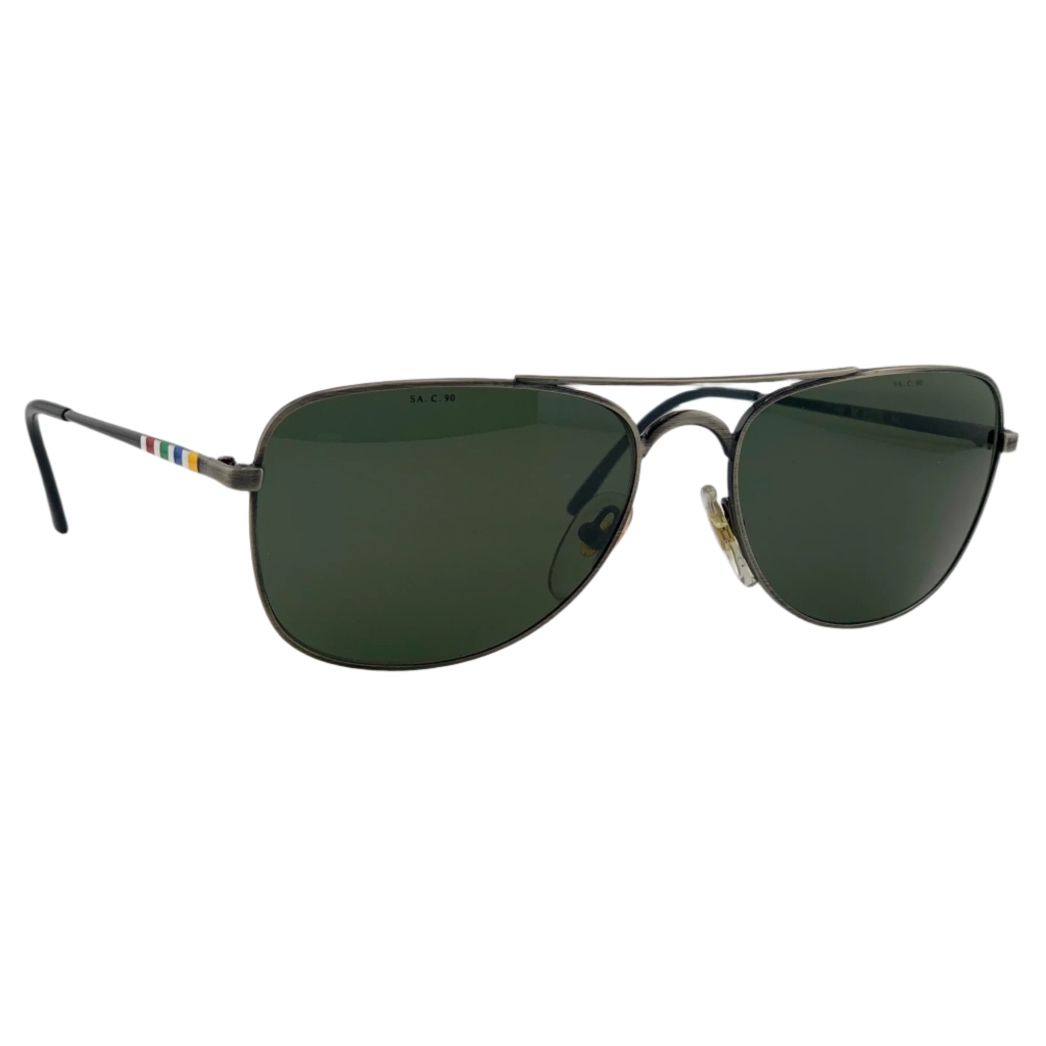 Black and gold Missoni Aviator sunglasses with polarized lenses and sleek design