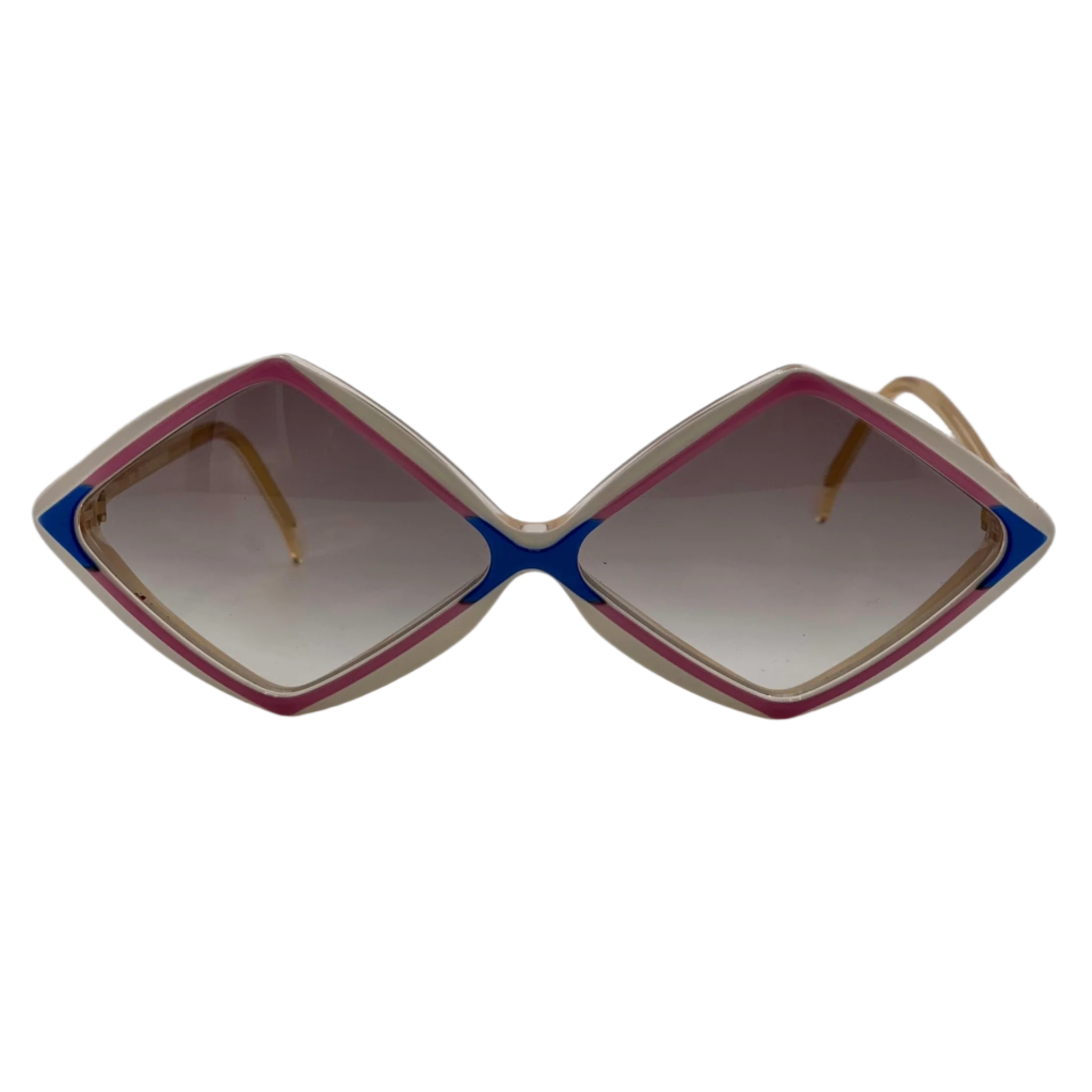 Vintage white, pink, and blue Mannequin Diamond 7524 sunglasses for men and women, with brown lenses, made in France, in superb condition and never worn 