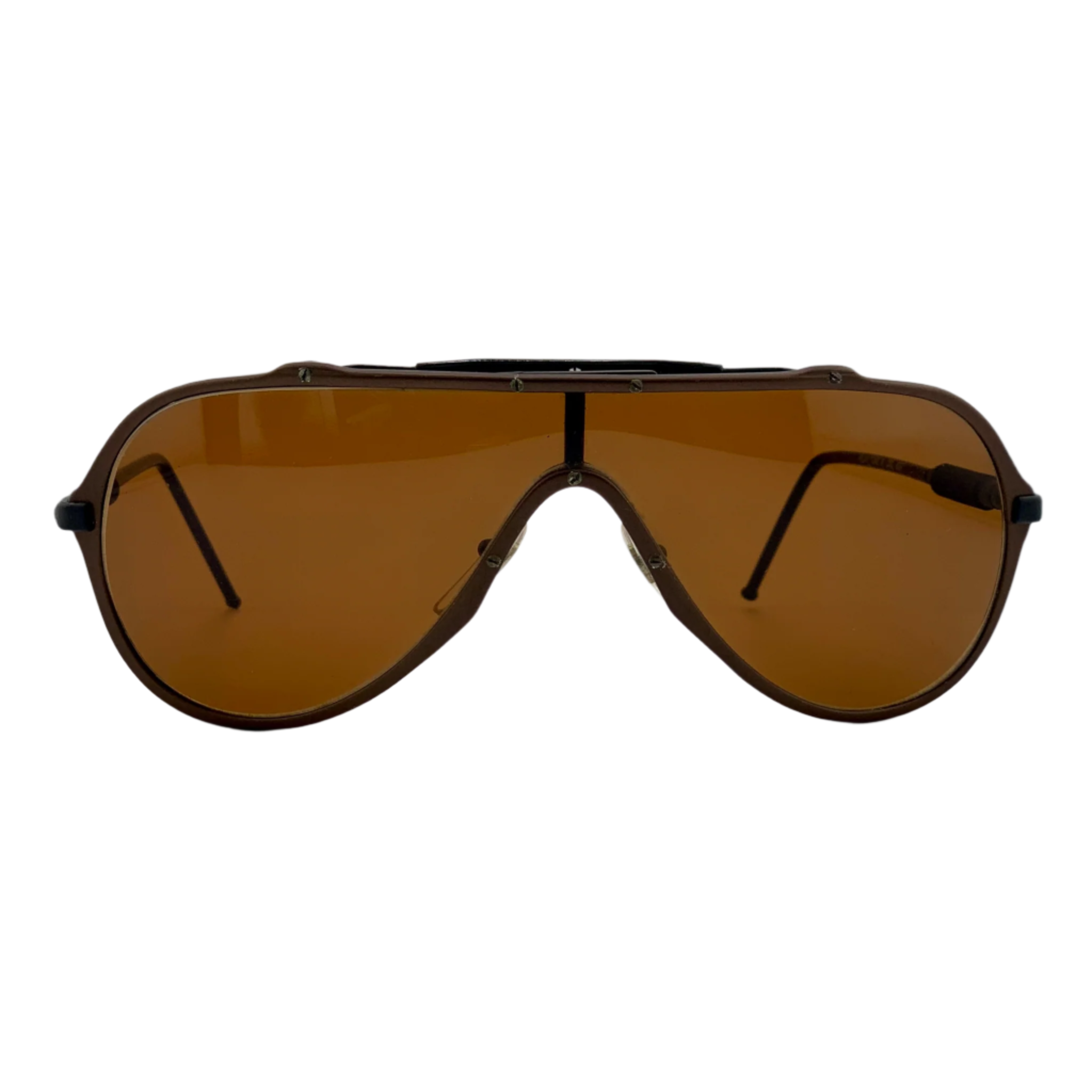 Vintage Metal Vista Visor sunglasses for men and women in Clear/Navy frame and Purple lens