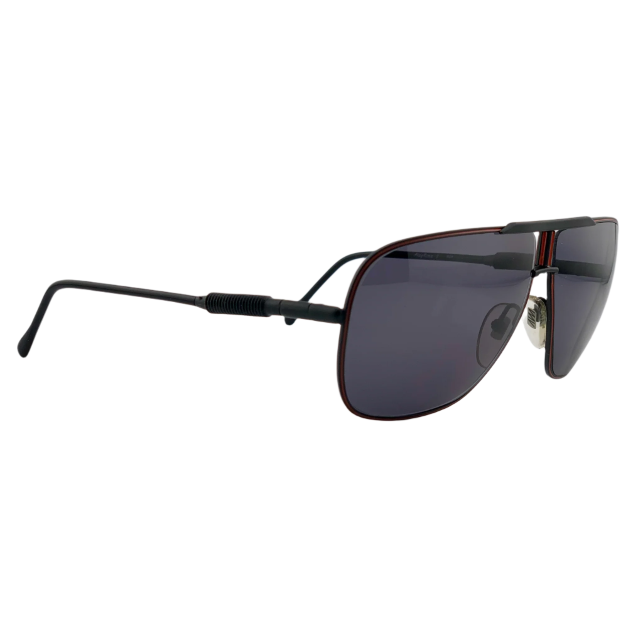 Authentic Vintage Metal Vista Aviator sunglasses in black and red frame Made in Italy with grey lenses