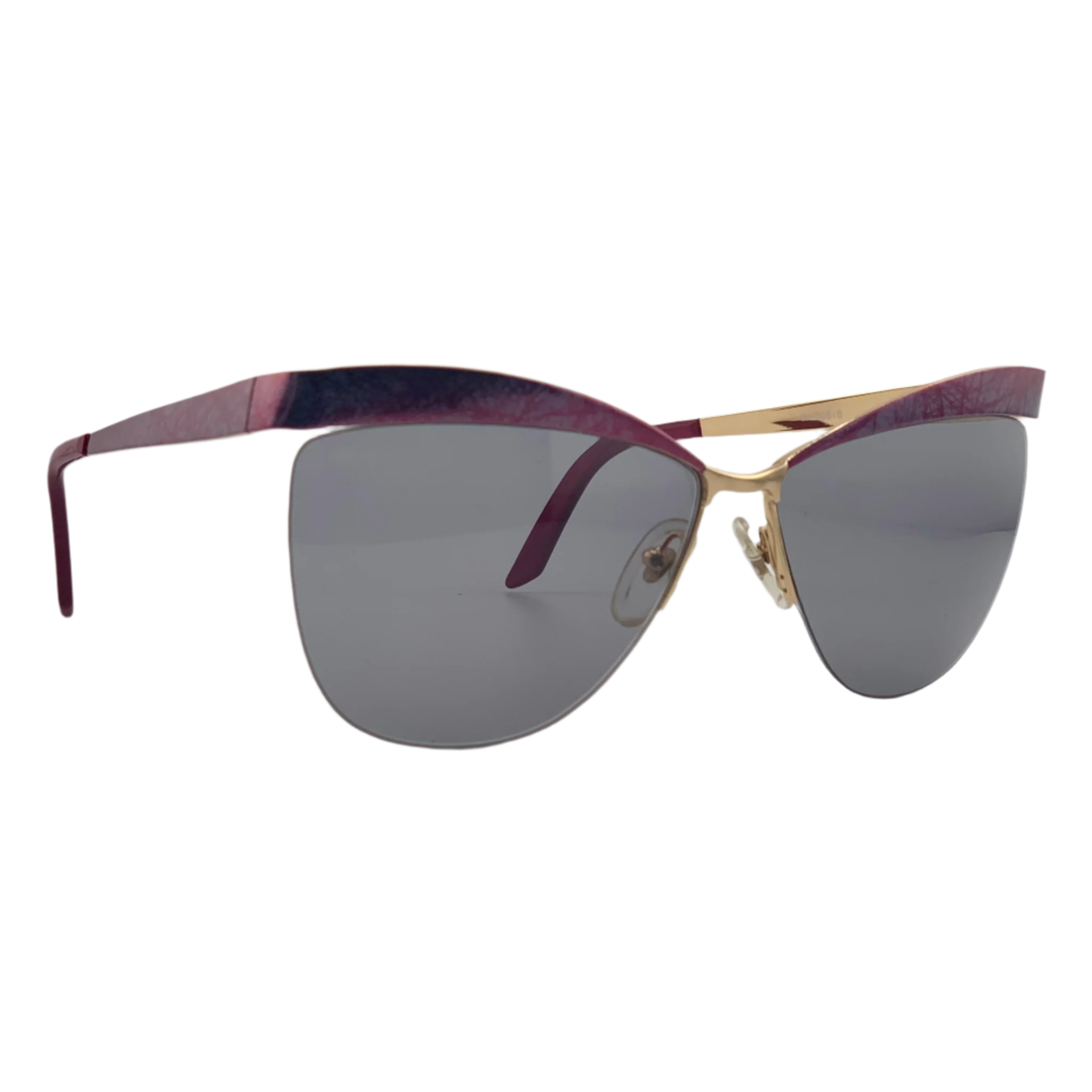 Original Missoni M-308/S Cat Eye sunglasses made in Italy, featuring a stylish gold and purple frame and grey lenses