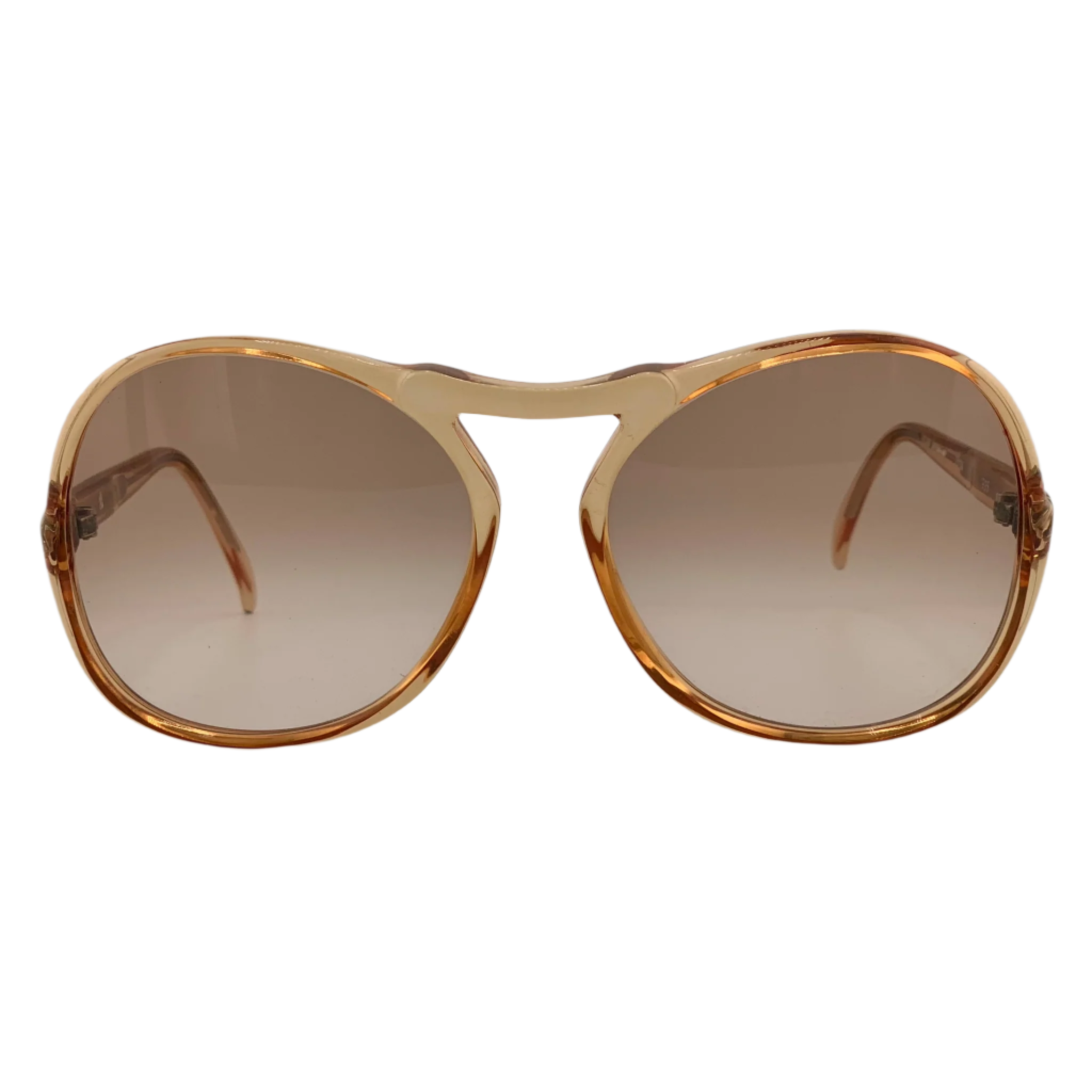 Vintage Metzler Round sunglasses with beige and brown frame for men and women