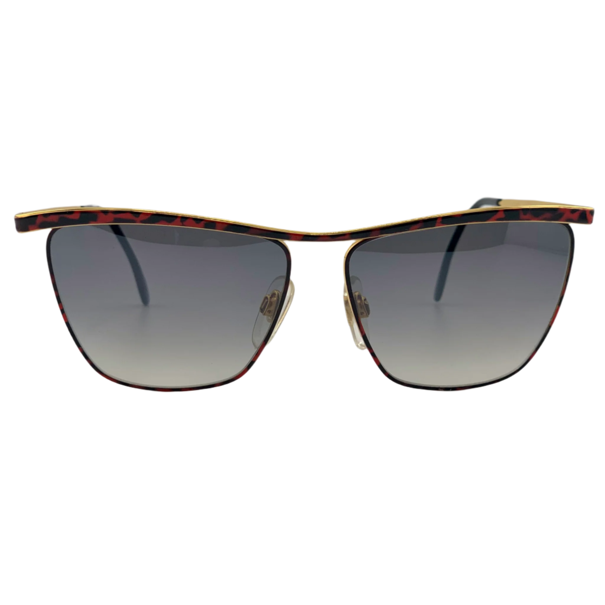 Vintage Naj Oleari Cat Eye sunglasses with gold and brown frame and grey lenses
