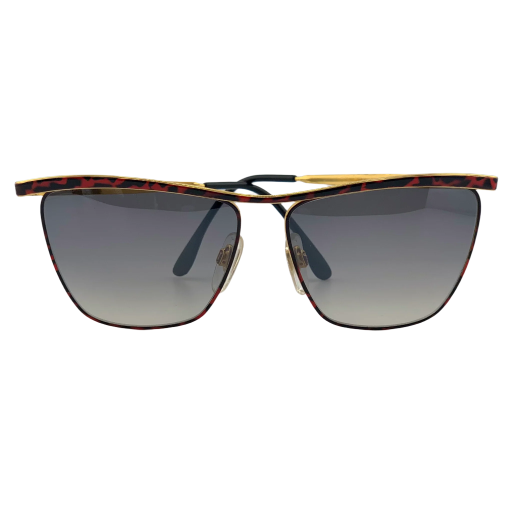 Classic vintage Naj Oleari Cat Eye sunglasses with gold/brown frame, grey lenses, and authentic Italian quality