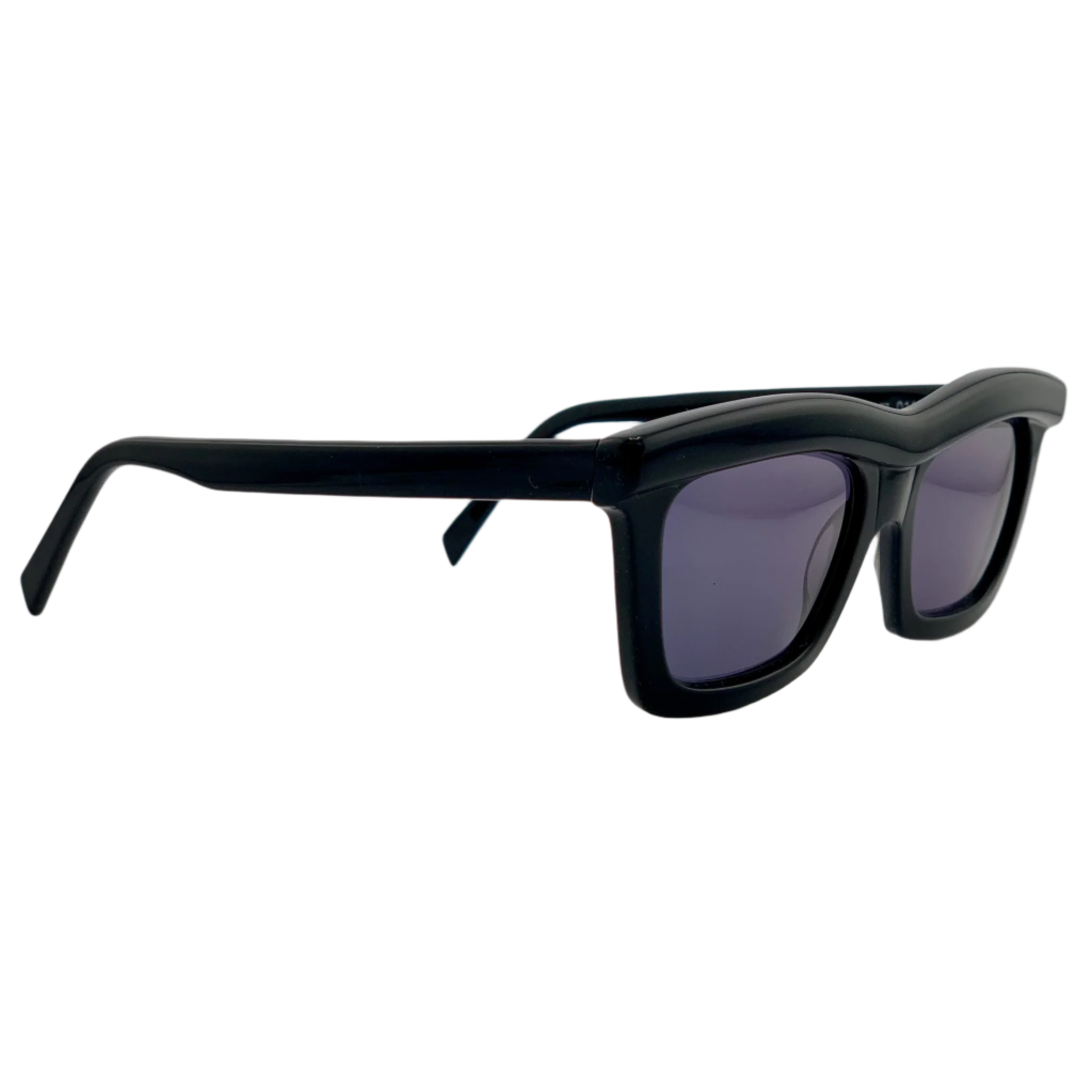 Authentic Alain Mikli vintage sunglasses with rectangle design, black frames, and grey lenses, in superb condition