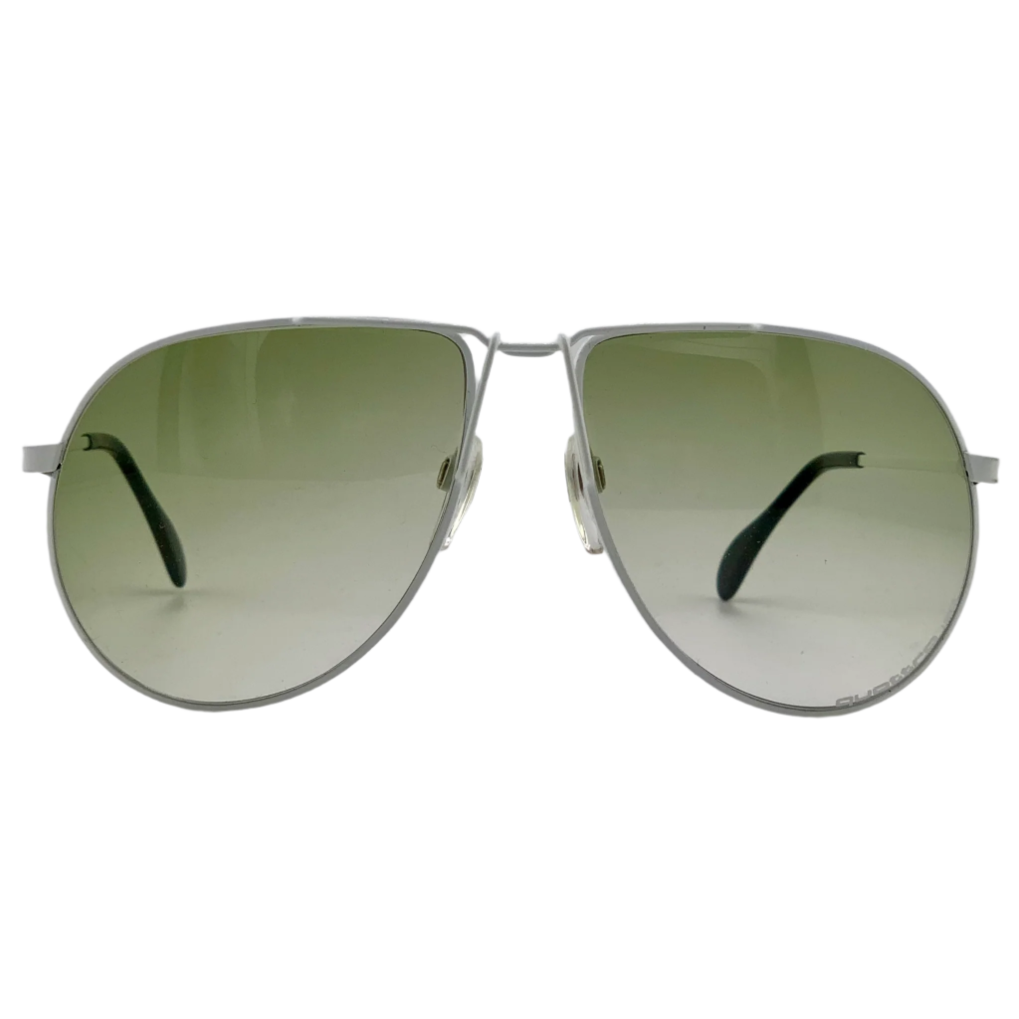 Vintage Quattro Aviator sunglasses with white frame and green lenses, suitable for men and women
