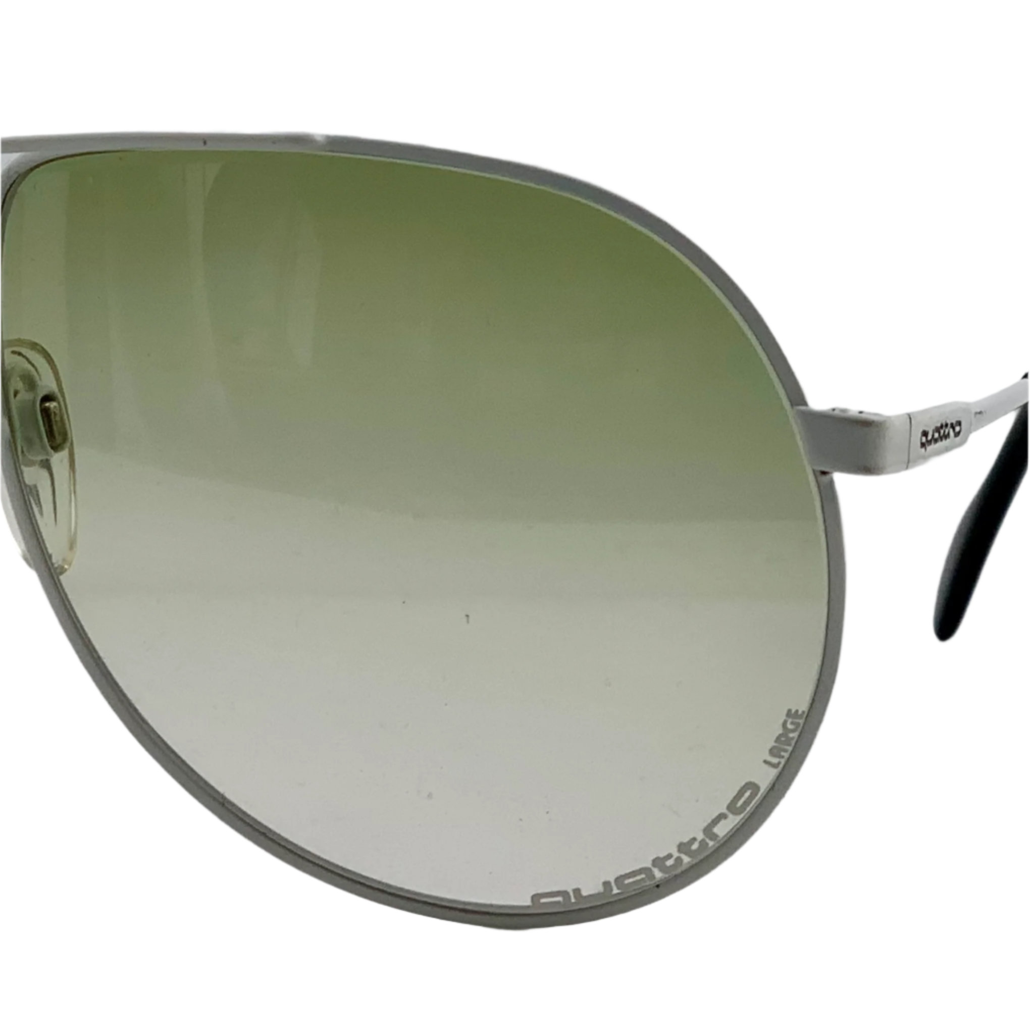 Rare vintage Quattro Aviator sunglasses with white frame and green lenses, never before sold or worn, authentic West German product