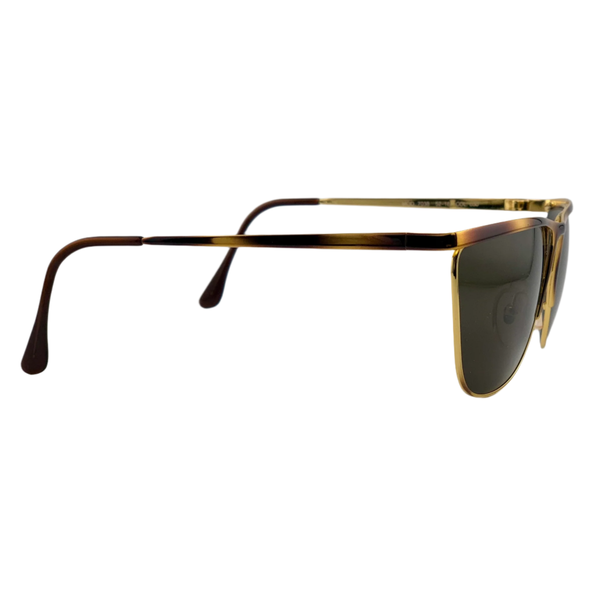 High-quality vintage Charme Square 7038 sunglasses crafted in Italy with a distinctive brown and gold frame and green lenses