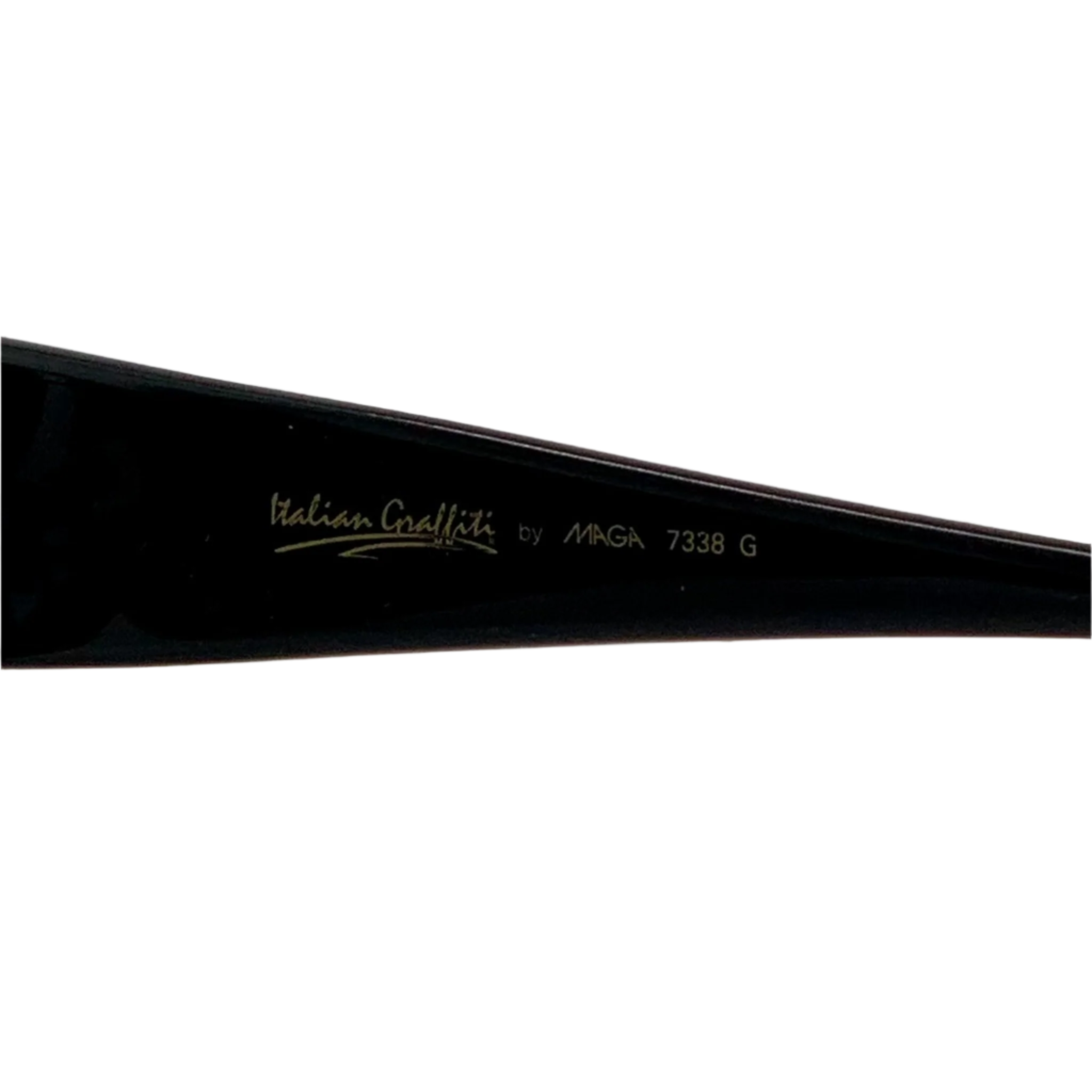 Authentic vintage Italian Graffiti Flat Brow sunglasses with black/gold frames and grey lenses
