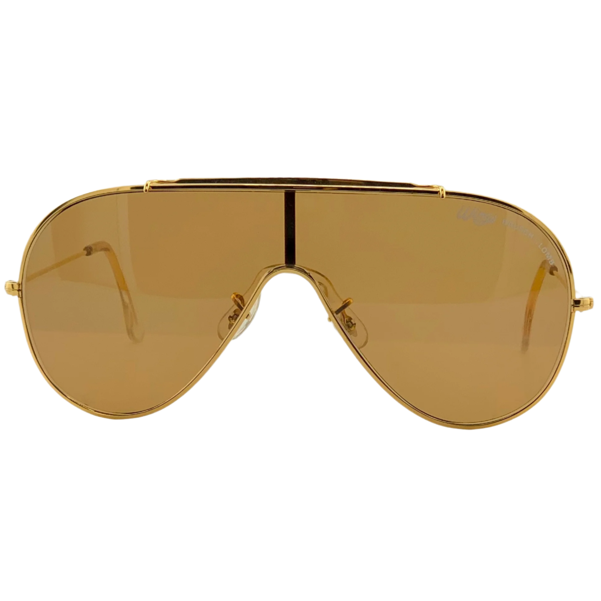 Vintage Wings Visor by Bausch and Lomb L1376 sunglasses in gold frame with brown lenses for men and women, made in Germany, never worn or sold, in superb condition