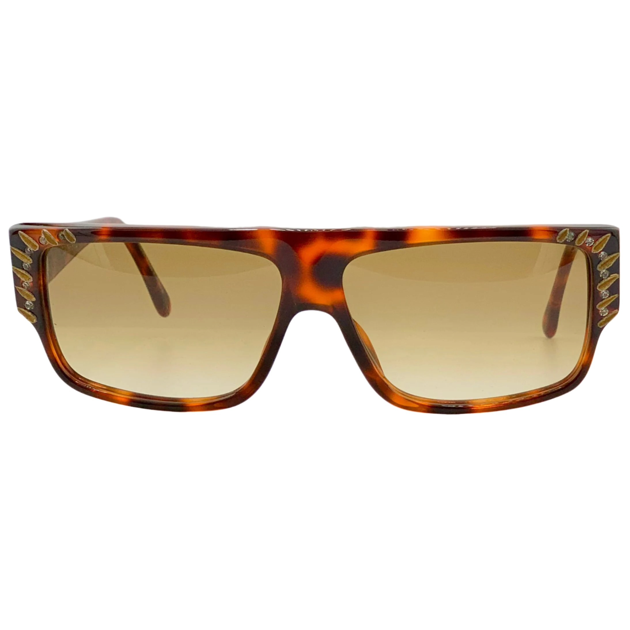 Vintage Emmanuelle Khanh flat brow sunglasses in tortoiseshell frame, brown lens 