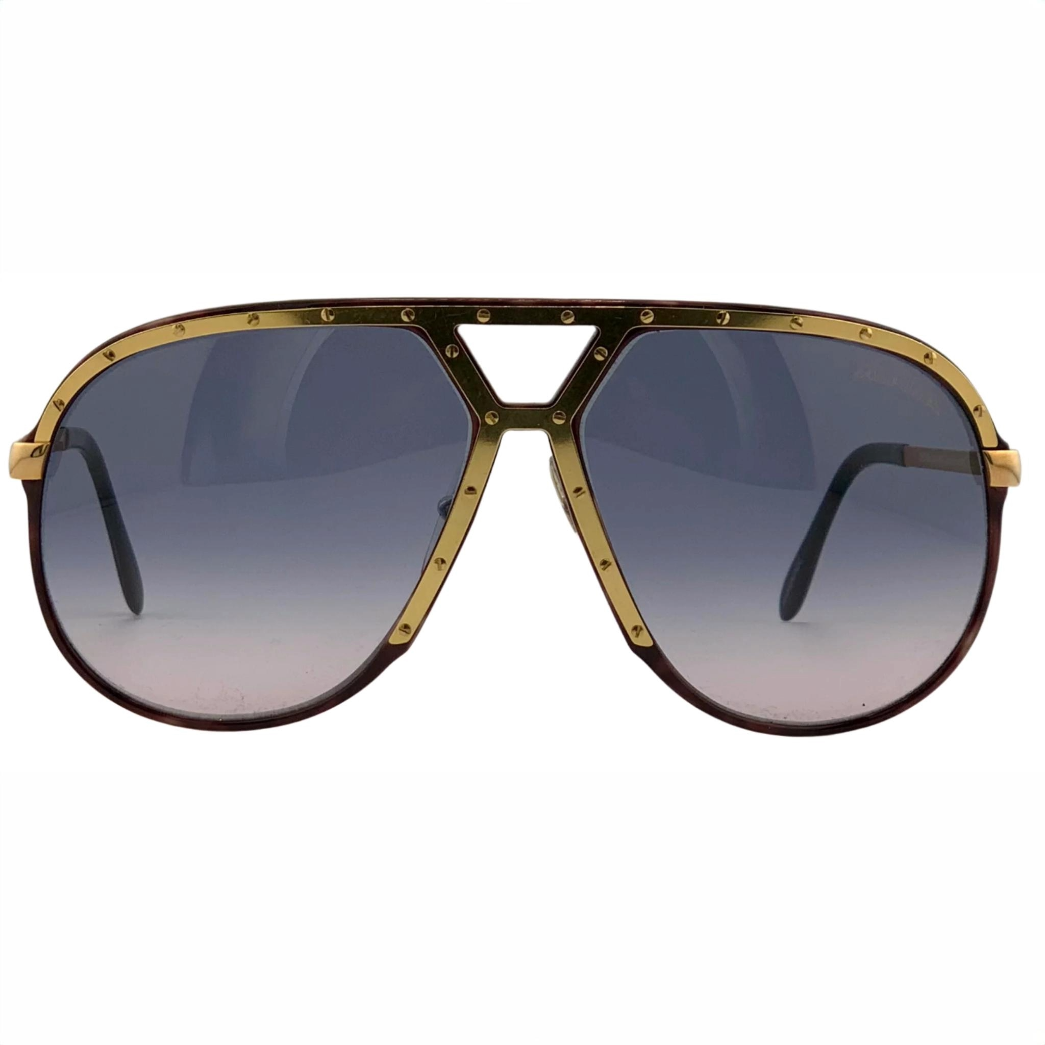 Vintage Alpina M1 Aviator sunglasses in Gold/Brown frame, Blue lenses