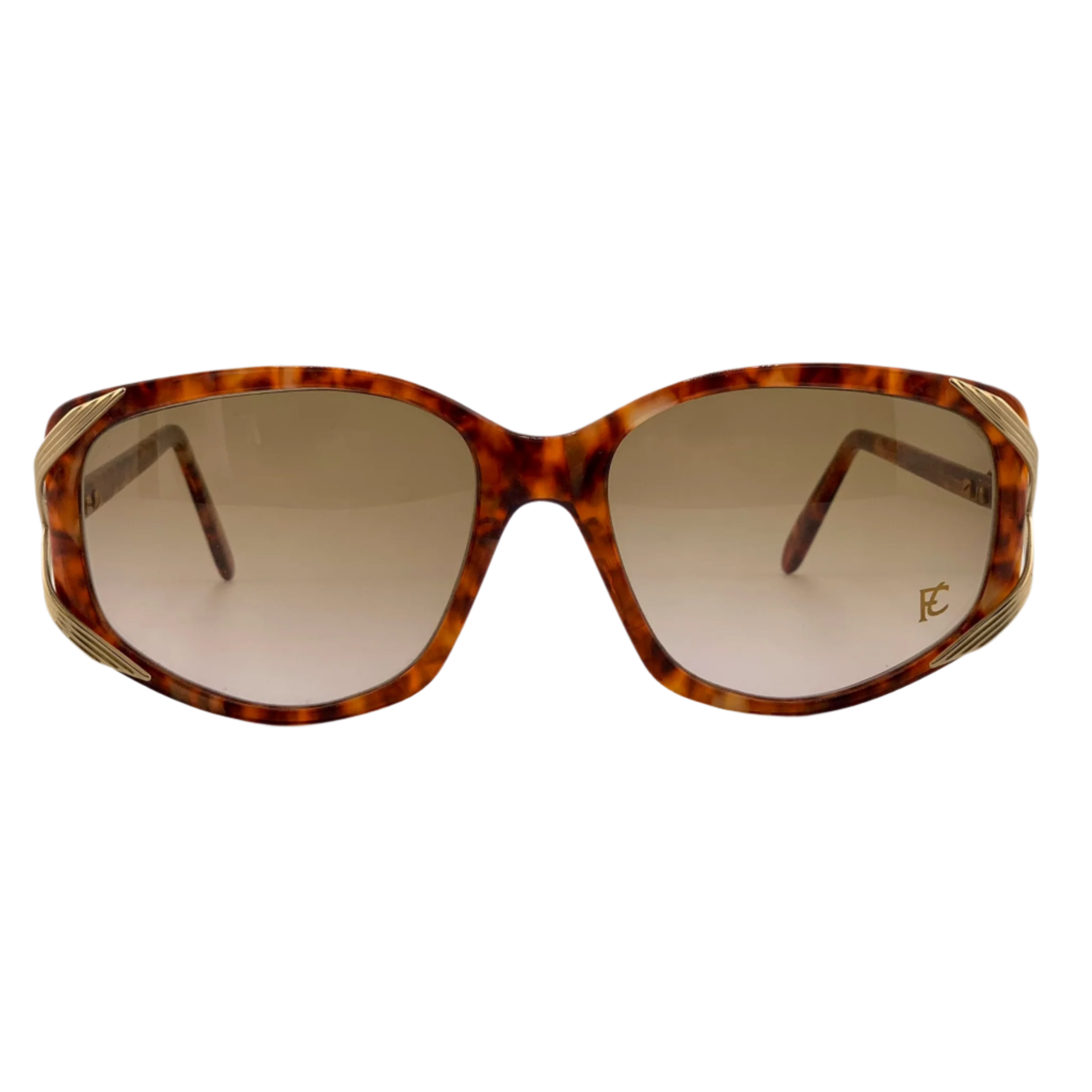 Vintage France Look Oval sunglasses with brown and gold frame and brown lenses