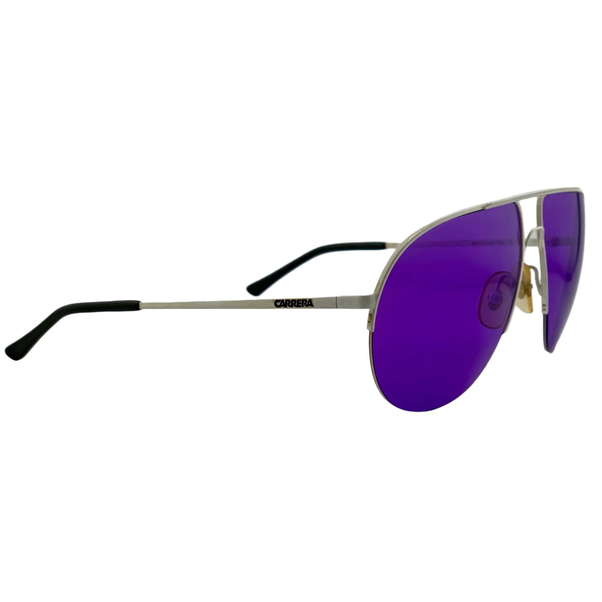 Authentic Carrera Aviator 5589 70 sunglasses in white frame and purple lens, made in Germany with 100% UV protection for both men and women