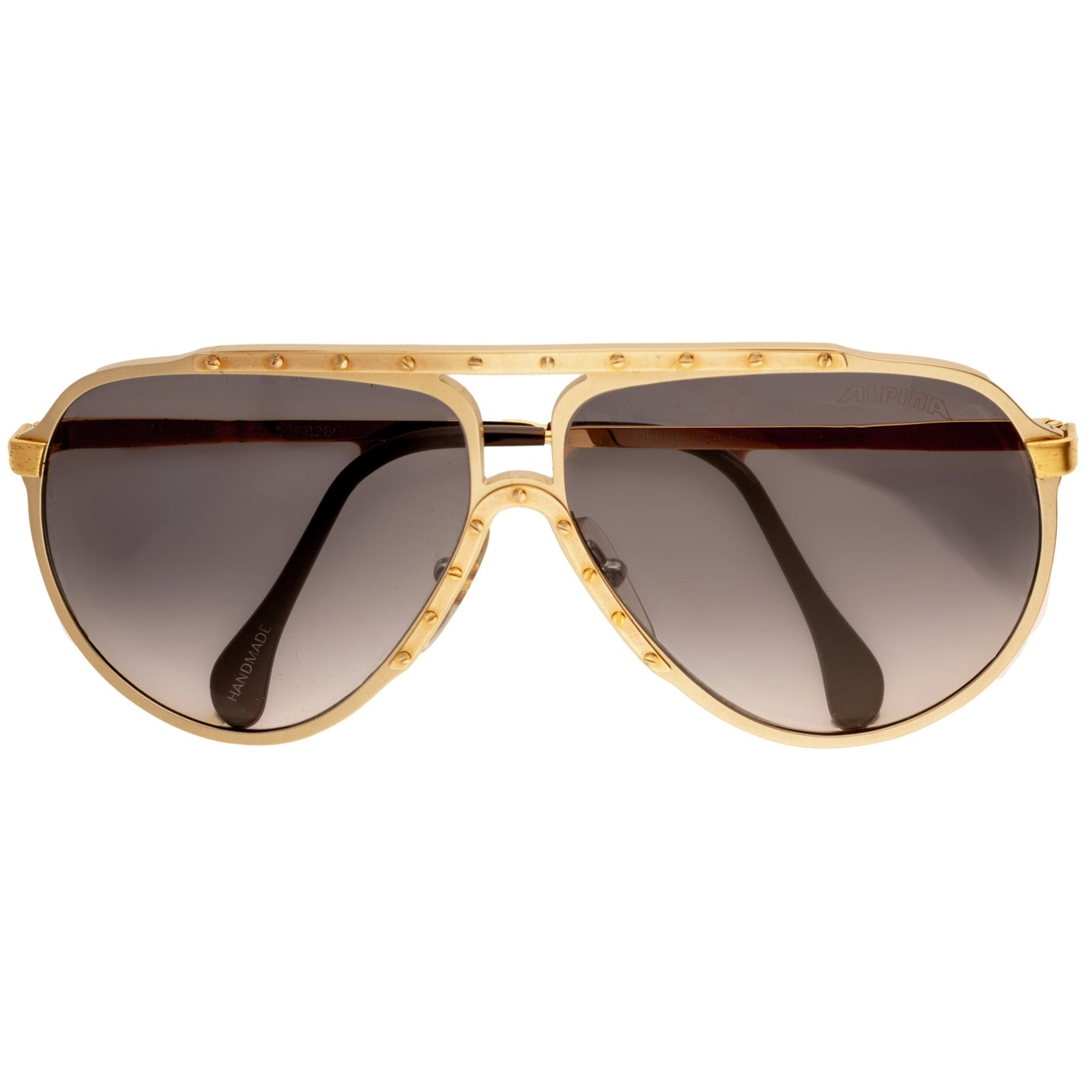 Alpina M1 Aviator sunglasses with gold frame and grey lens