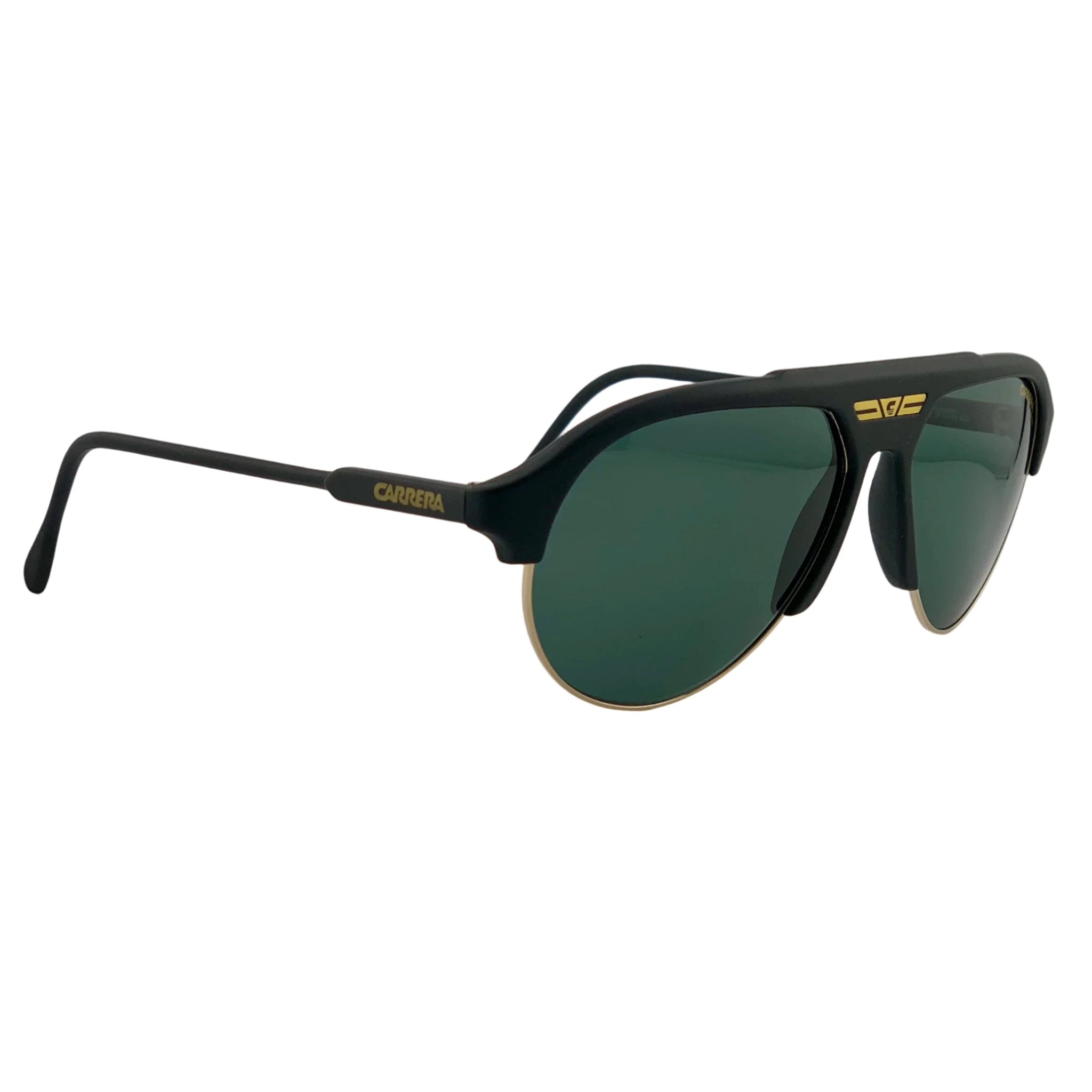 Carrera Round 5433 sunglasses in black with silver accents and polarized lenses