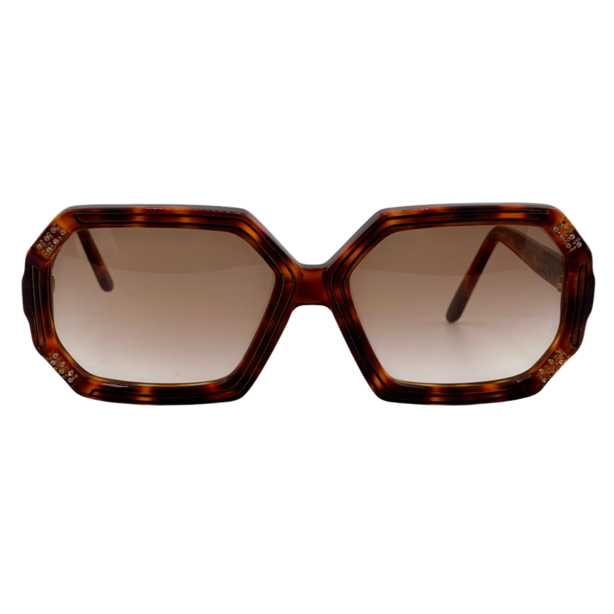 Vintage France Look Rectangle sunglasses with brown frames and lenses, handmade in France