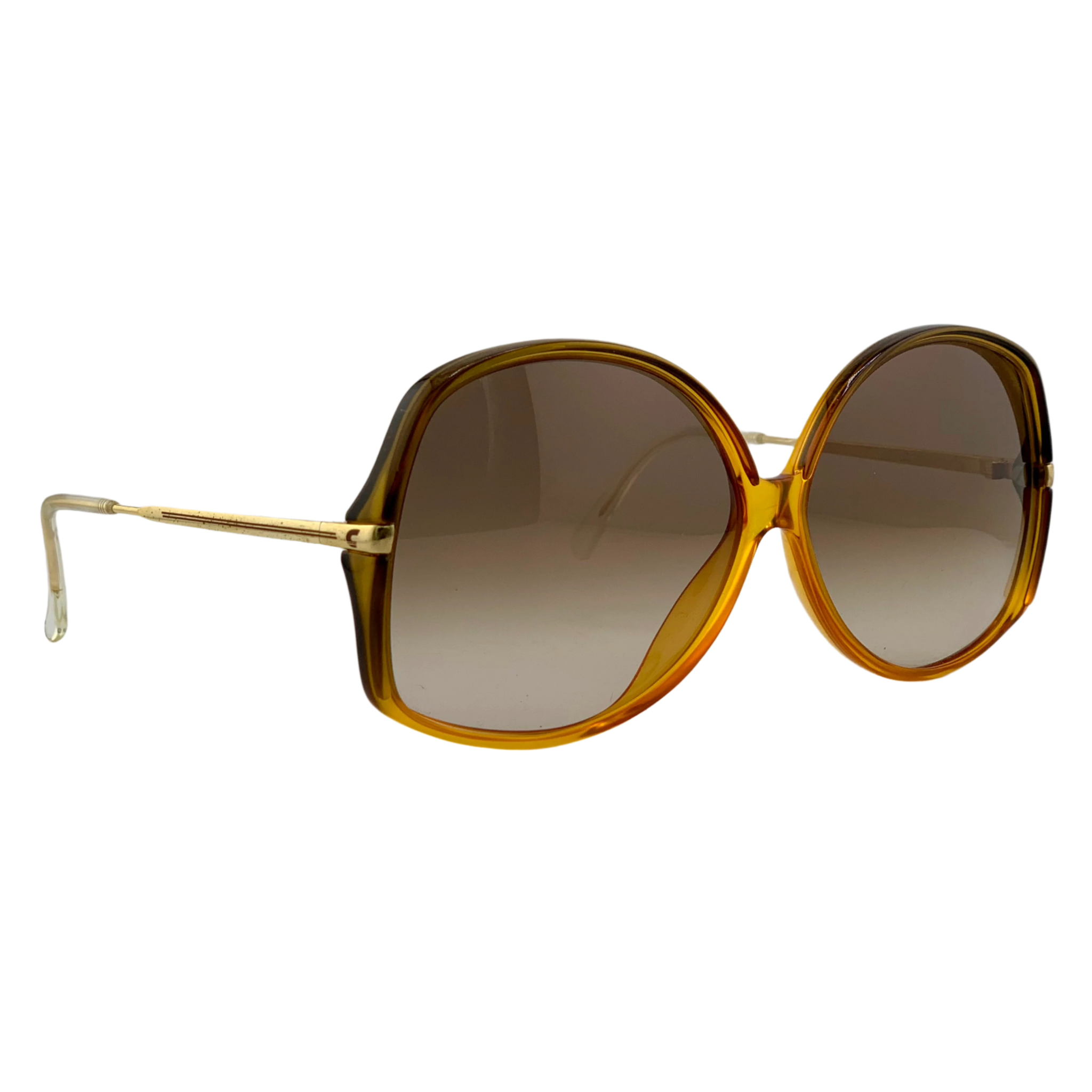 Carrera Round 5545 40 sunglasses with gold rims and brown lenses