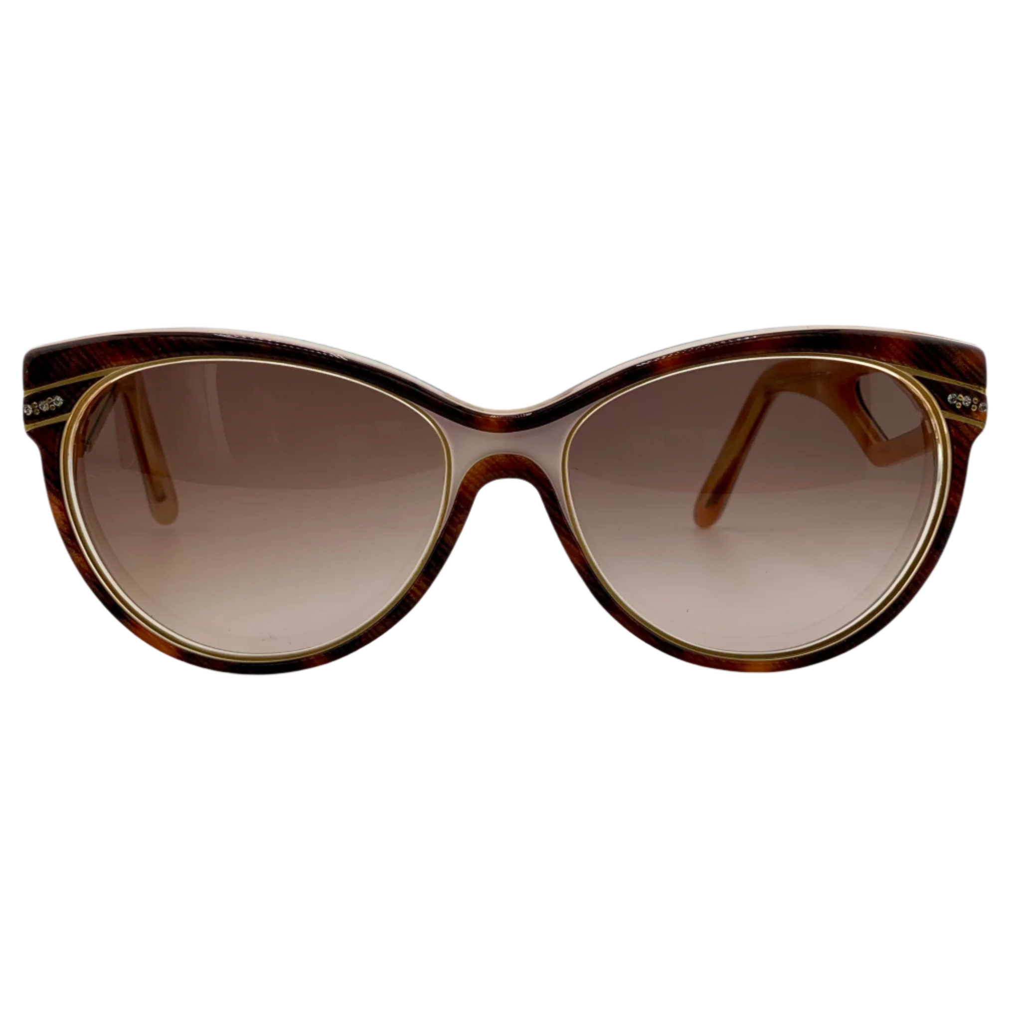 Vintage France Look Cat Eye sunglasses with brown and gold frame, handmade in France