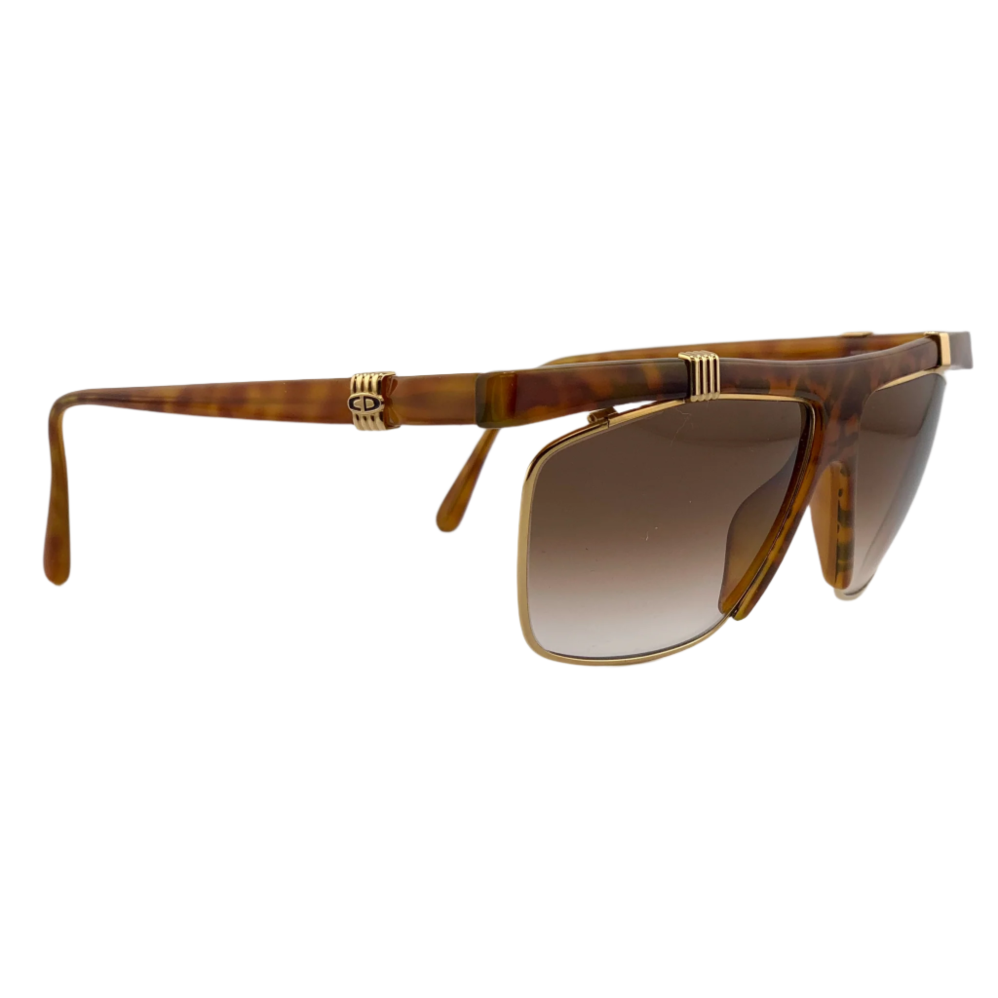 Original Christian Dior Cat Eye sunglasses with a classic brown and gold frame, suitable for both men and women