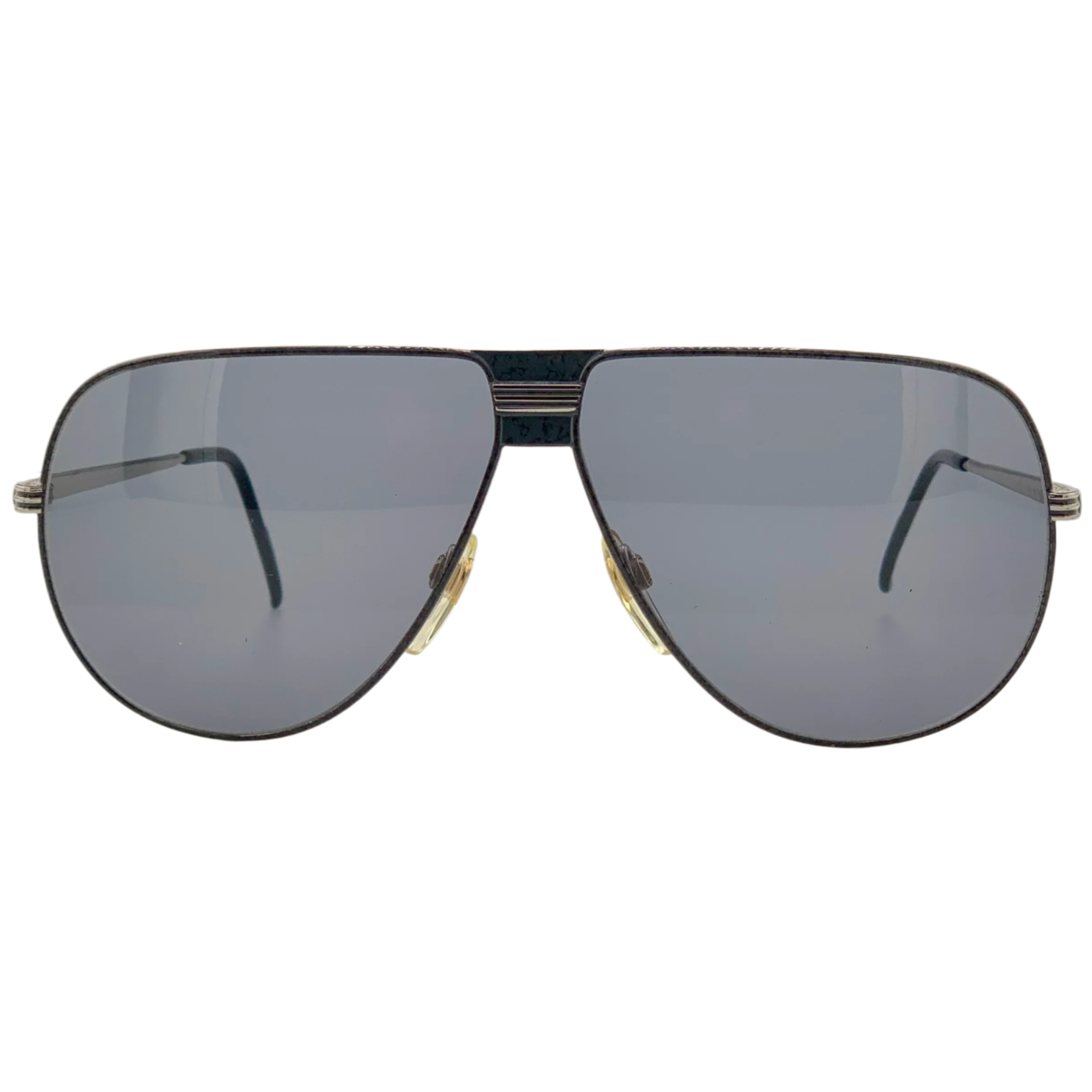 Vintage Gucci aviator sunglasses for men and women in gunmetal frame and grey lens, made in Italy and in superb condition